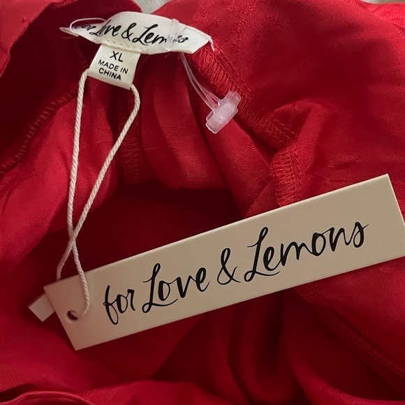 NWT FOR LOVE AND LEMONS Ilana Red Asymmetric High Slit Midi Dress XL - Picture 15 of 15